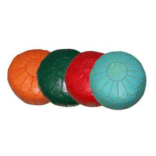 Handmade Leather Round Ottoman (Morocco)