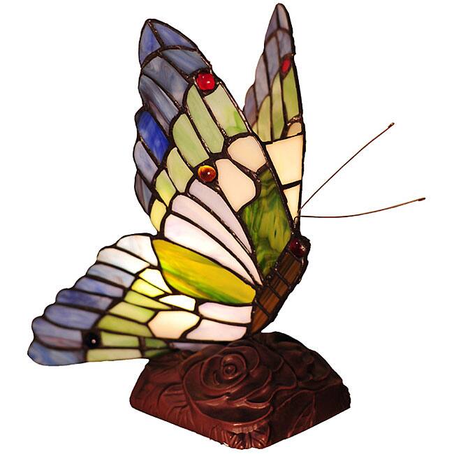 Tiffany-Style Butterfly Bronze Night Light