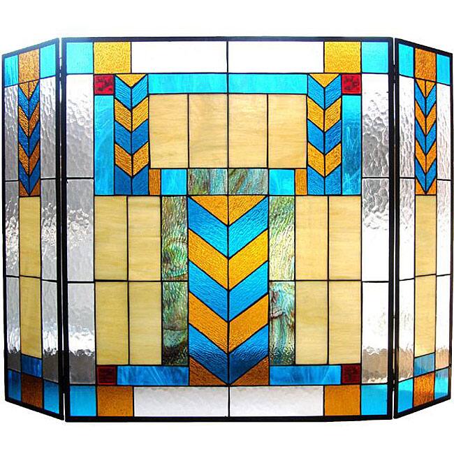 Tiffany-Style Mission Fireplace Screen