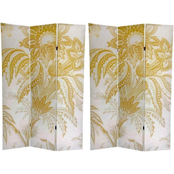 Shop Handmade Canvas Double-sided 6-foot Neutral Floral Room Divider ...