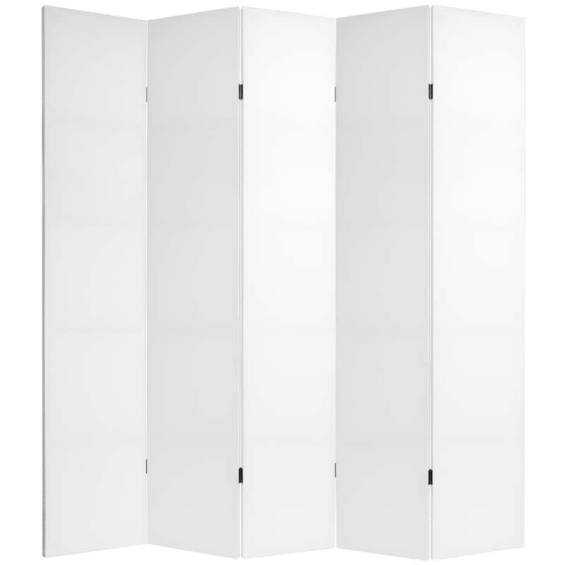 Handmade Canvas Do It Yourself Room Divider - 70"W x 84"H - 5 Panel White