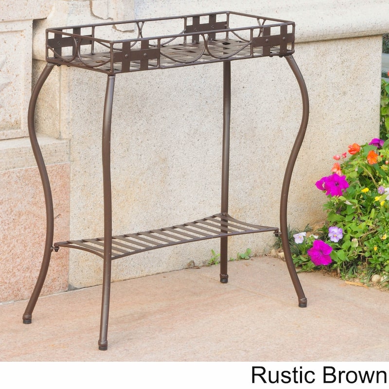 International Caravan Sante Fe Rectangular Plant Stand - Rustic Brown