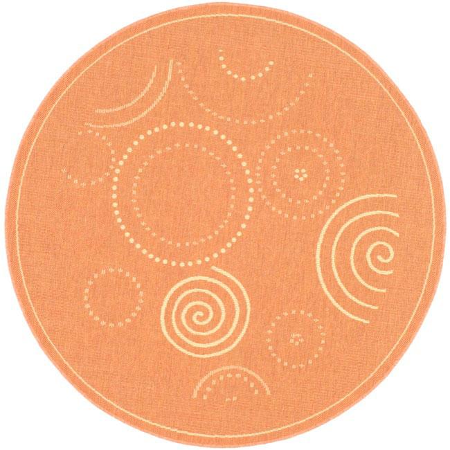 Indoor/ Outdoor Ocean Terracotta/ Natural Rug (53 Round)