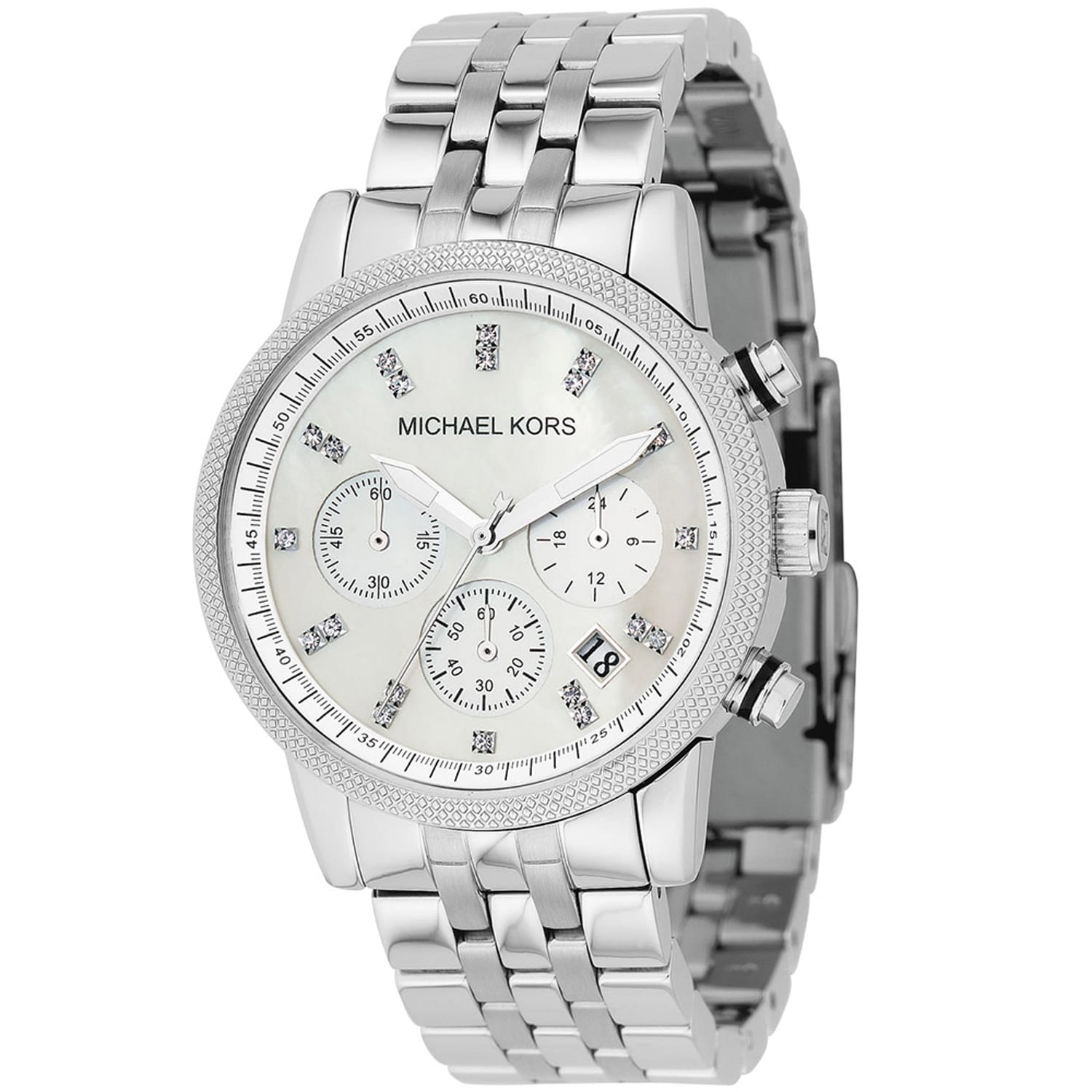 Michael Kors MK5020 Mother of Pearl Chronograph Steel Watch - silver Overstock - 5084190
