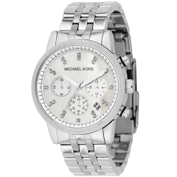 Shop Michael Kors Women's MK5020 Mother of Pearl Chronograph Stainless ...