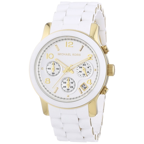 Shop Michael Kors Women's Runway Chronograph White and Yellow Goldtone ...