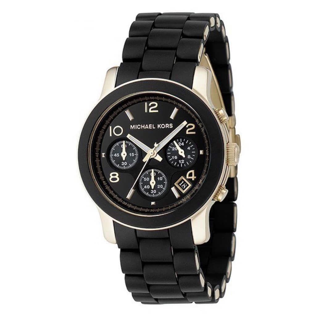 Michael Kors Women's MK5191 Polyurethane Chronograph Watch - Black