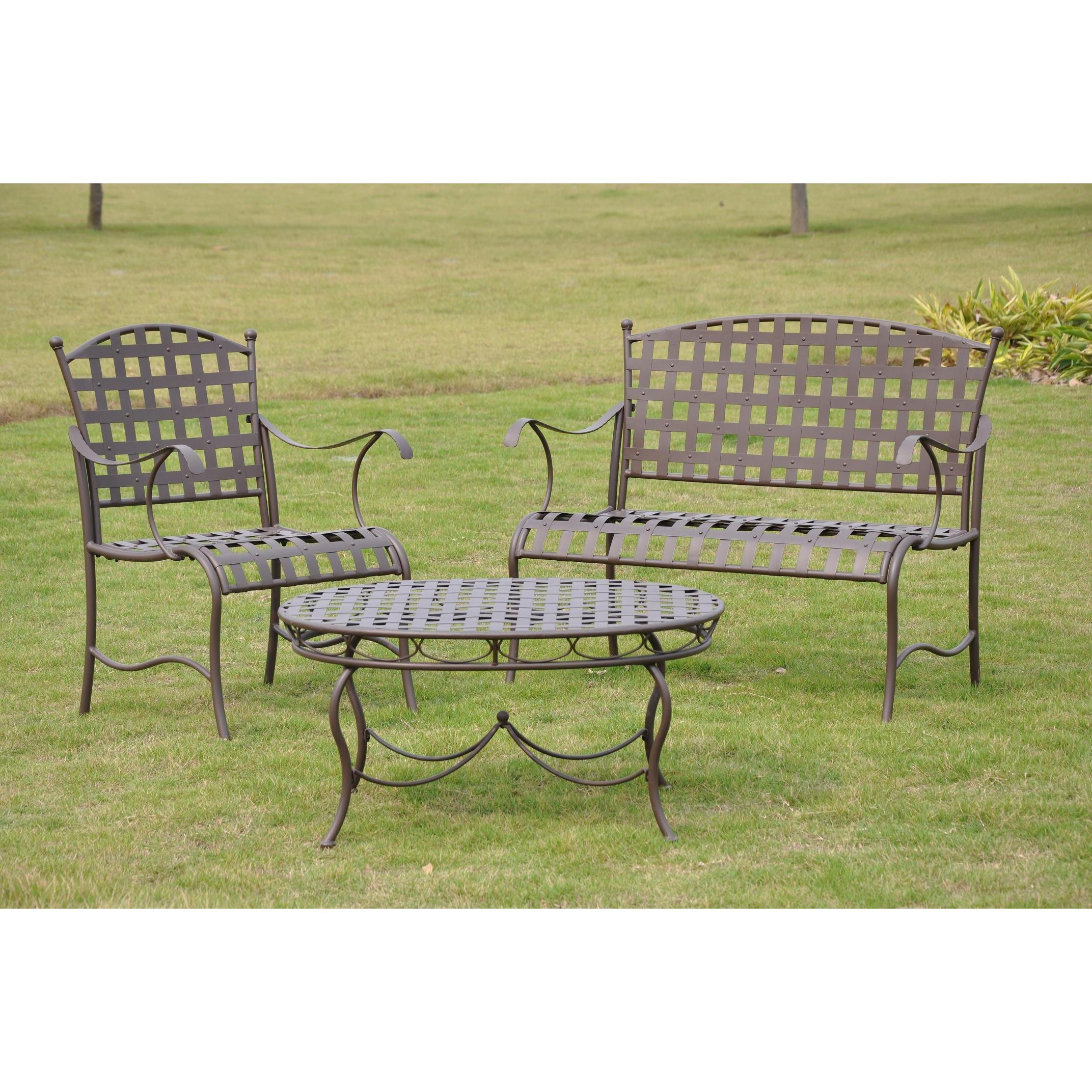 International Caravan International Caravan Santa Fe Nailhead 3 piece Iron Settee Group Brown Size 3 Piece Sets