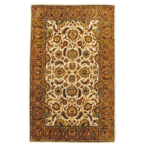 Indo Hand Tufted Mahal Beige Wool Area Rug (5' x 8') 5x8   6x9 Rugs
