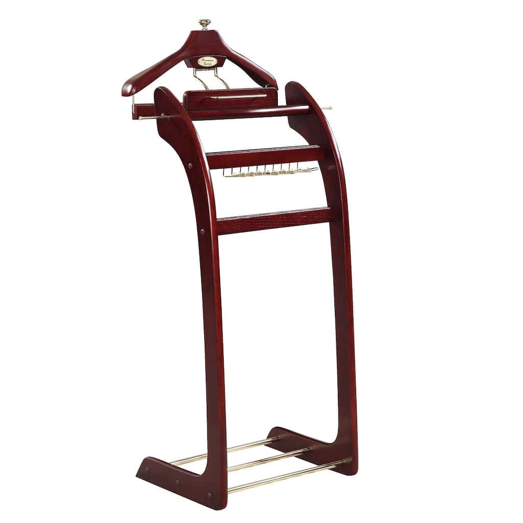 Windsor Signature Dark Mahogany with Brass Hardware Valet Stand - Dark Mahogany with Brass