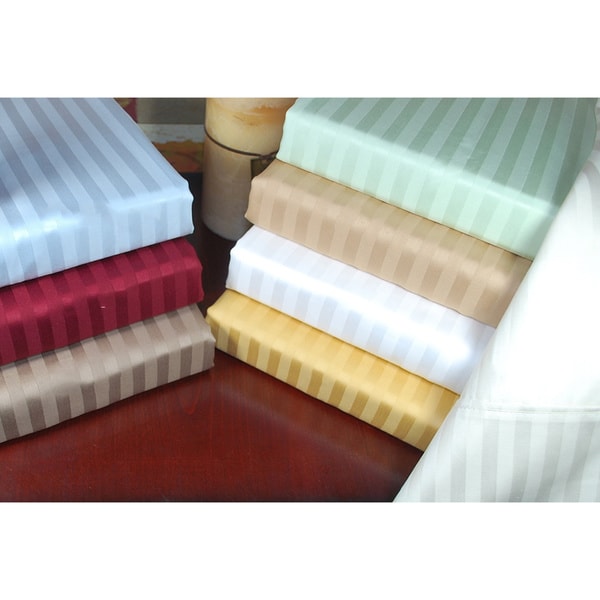 Superior 300 Thread Count Stripe Cotton Sateen Pillowcases (Set of 2)