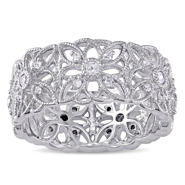 Miadora Sterling Silver 1/3ct TDW Diamond Ring - Free Shipping Today ...