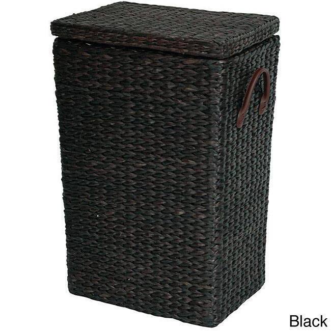 Handmade Rush Grass Laundry Basket (China) - Black