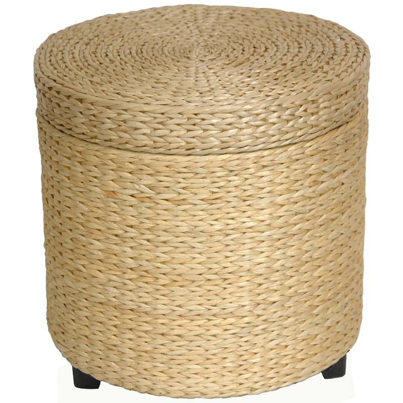 Handmade Rush Grass Storage Footstool (China)