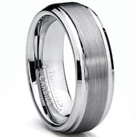Men's Tungsten Carbide Brushed and Polished Beveled Edge Ring (7 mm)