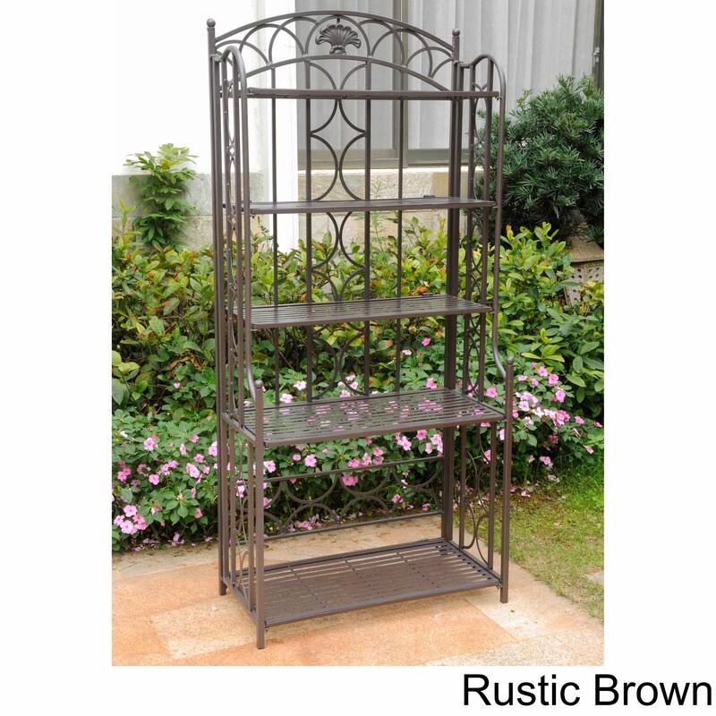 International Caravan Mandalay Iron 5-tier Baker's Rack - Rustic Brown