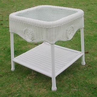 Outdoor Coffee Side Tables For Less International Caravan Wicker Gl Top Side Table