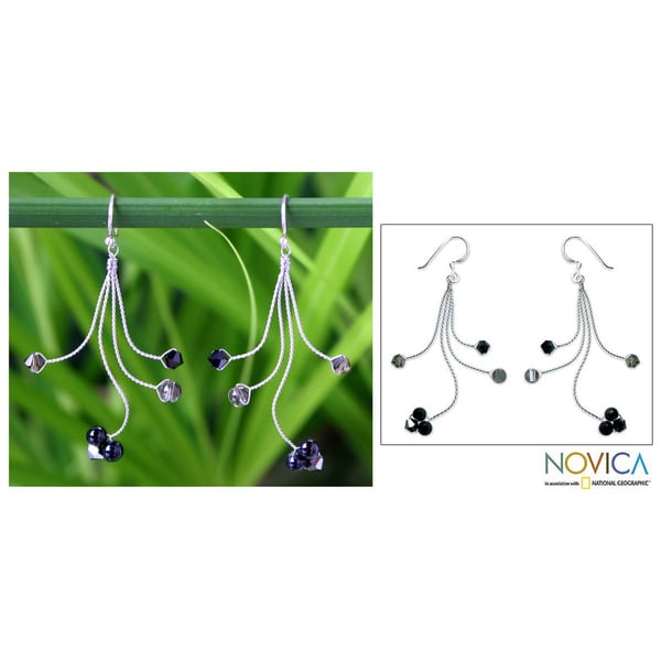 Sterling Silver Quartz 'Springtime' Earrings (Thailand) Novica Earrings