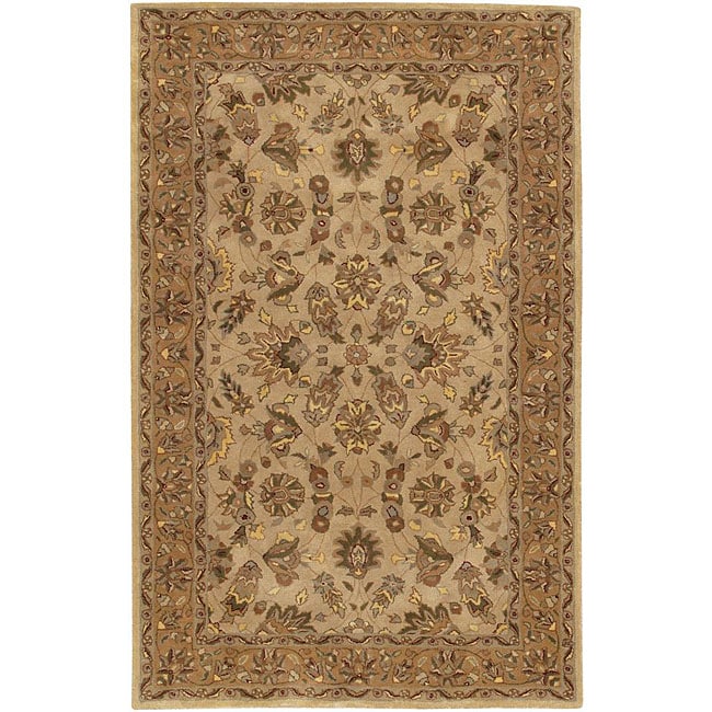 Hand tufted Mandara Beige Traditional Wool Rug (79 X 106)