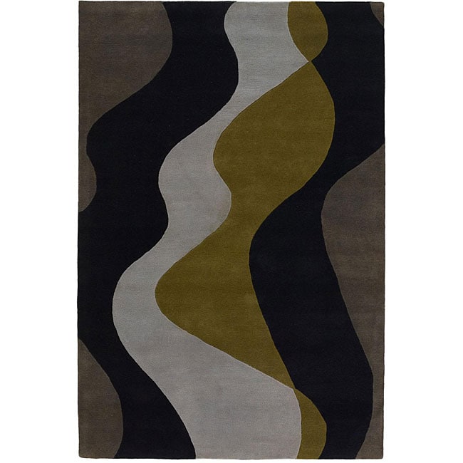 Modern Hand tufted Mandara Gray Wool Rug (79 X 106)