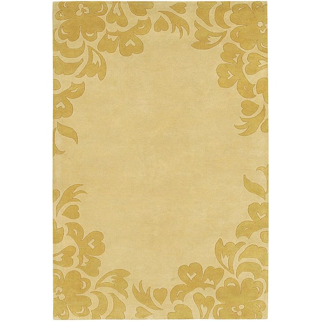 Hand tufted Mandara Transitional Beige Wool Rug (79 X 106)