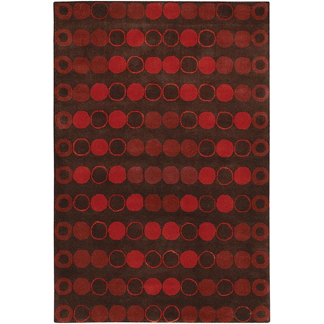 Hand tufted Mandara Brown/red Wool Rug (79 X 106)
