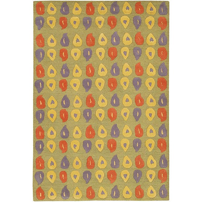 Contemporary Hand tufted Mandara Green Wool Rug (5 X 76)