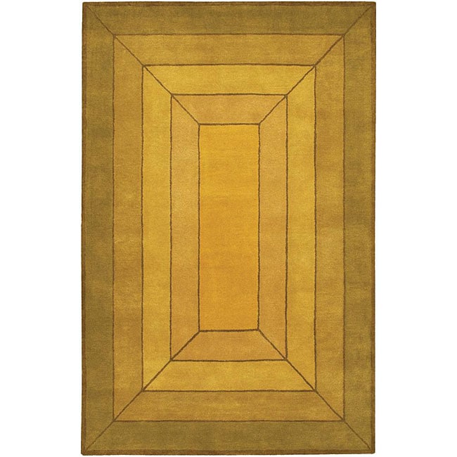 Hand tufted Mandara Green/tan/gold Wool Rug (79 X 106)