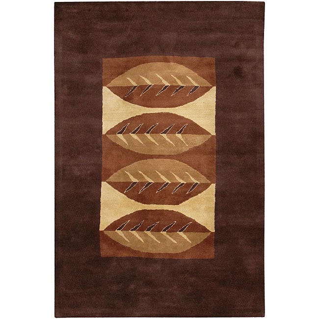 Hand tufted Mandara Brown Wool Rug (9 X 13)