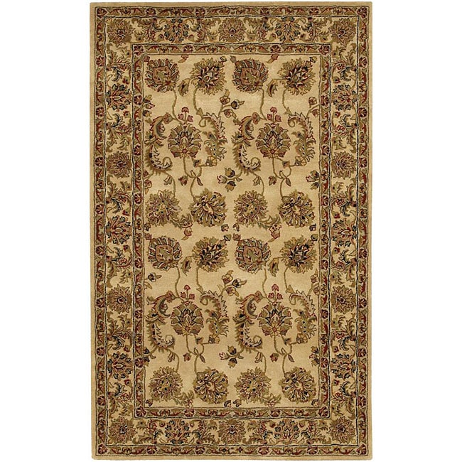 Hand tufted Mandara Oriental pattern Beige Wool Rug (79 X 106)