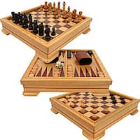 Wooden 7-in-1 Game Chess Backgammon Set