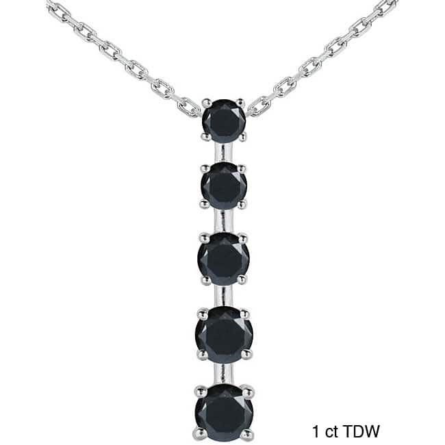 Marquee Jewels 14k White Gold Black Diamond Linear Necklace
