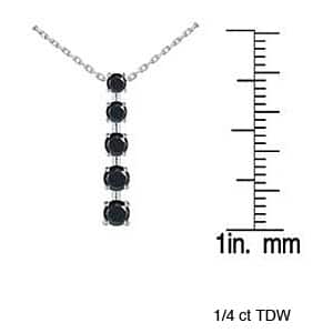 Marquee Jewels 14k White Gold Black Diamond Linear Necklace