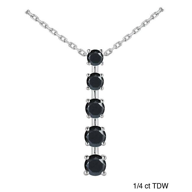 Marquee Jewels 14k White Gold Black Diamond Linear Necklace
