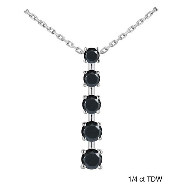 Marquee 14k White Gold Black Diamond Linear Necklace