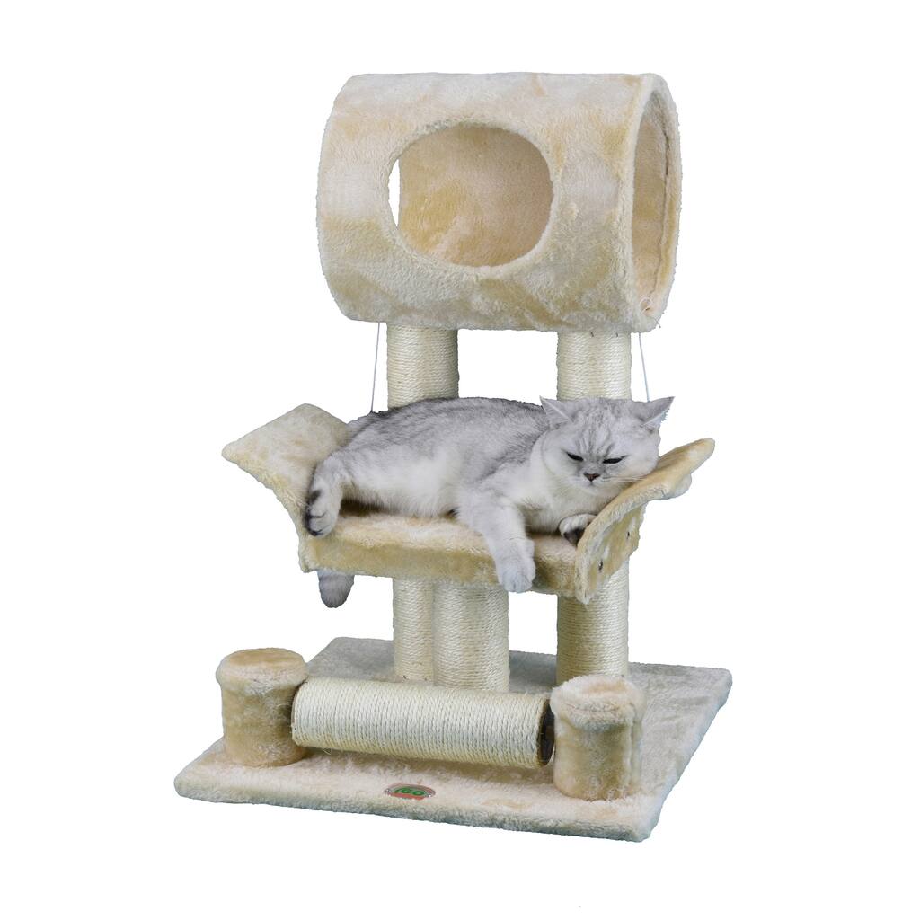 28-inch Faux Fur and Sisal Cat Tree - 28"h