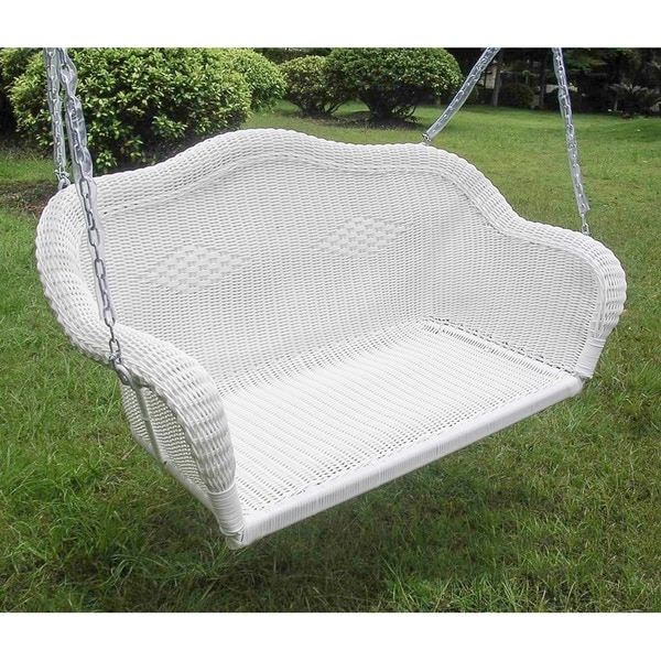 Shop International Caravan Resin Wicker Hanging Loveseat Swing - Free Shipping Today - Overstock 