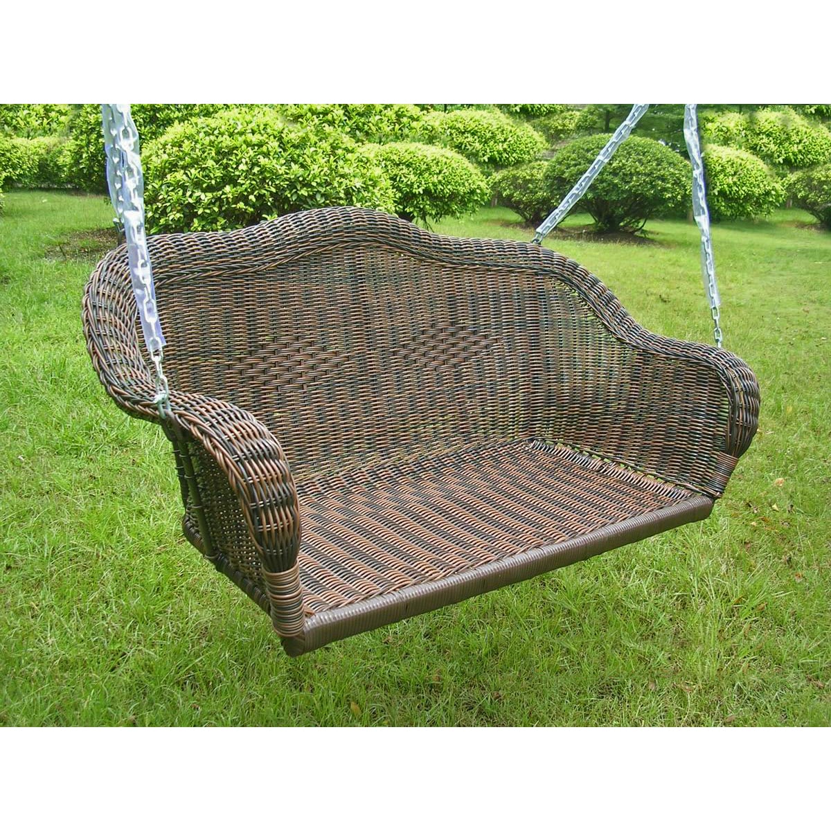 International Caravan Resin Wicker Hanging Loveseat Swing