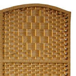 Handmade Wood and Fiber Diamond Weave 6-foot Room Divider