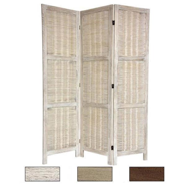 MyGift 6-Panel Bamboo Screen Freestanding Room Divider with Asian Calligraphy Artwork Design