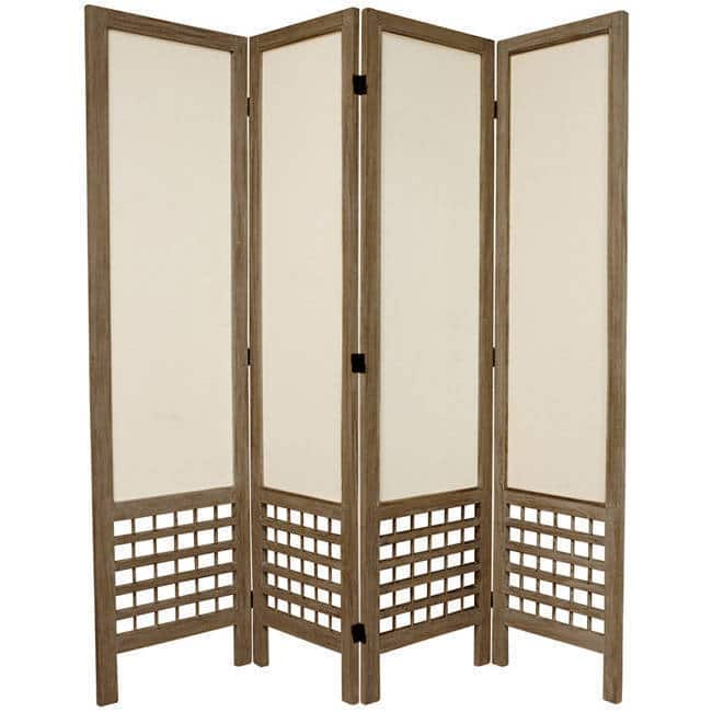 Handmade Wood/ Fabric Open Lattice 5.5-foot Room Divider (China)