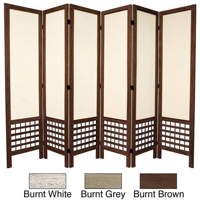 Handmade Wood/ Fabric Open Lattice 5.5-foot Room Divider (China)