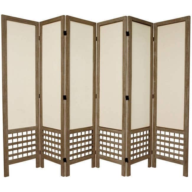 Handmade Wood/ Fabric Open Lattice 5.5-foot Room Divider (China)