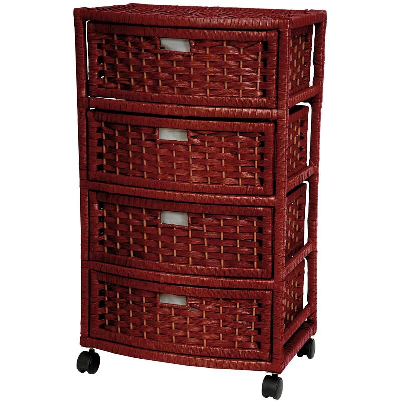 Handmade 29" Natural Fiber Chest of Drawers - 17.25"W x 13.00"D x 29.50"H - Floor Cabinet - Mahogany
