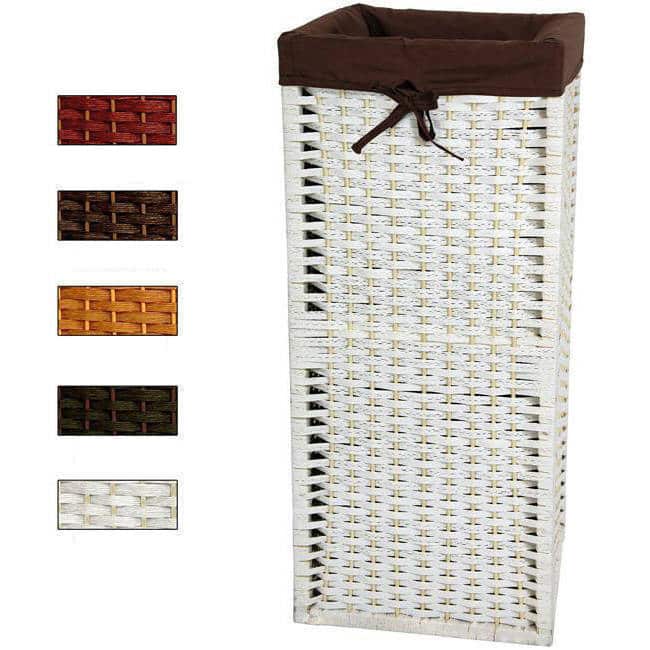 Handmade Natural Fiber 28-inch Laundry Hamper (China) - Black