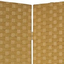 4 Ft. Tall Handmade Natural Woven Fiber Three-panel Room Divider