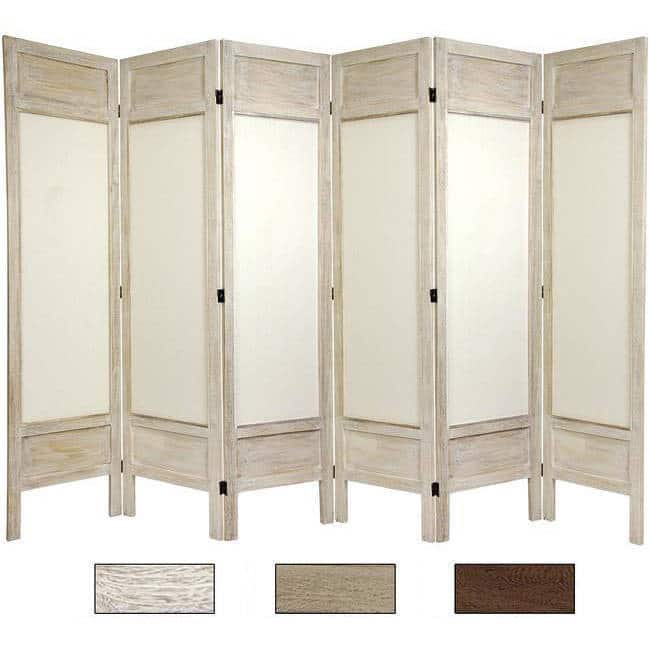 Handmade Wood/ Fabric Solid Frame 5.5' Room Divider - 3 Panel White