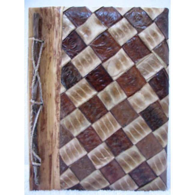 Handmade Rayon from Bamboo, Leaves and Bark Diagonal Checker Photo Album (Indonesia)