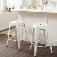 I Love Living 24-inch White Metal Counter Stools (Set of 2)