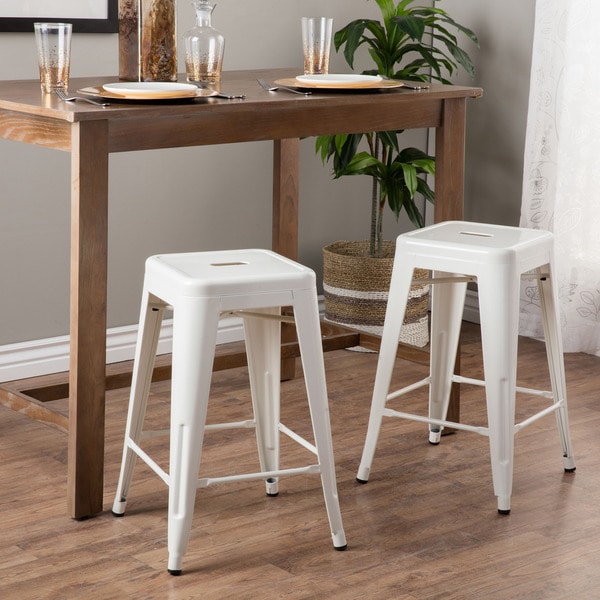 Tabouret 24-inch White Metal Counter Stools (Set of 2) - Free Shipping